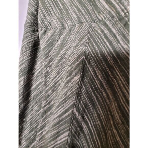 Vintage Old Navy Dress Women's 6 Green Striped‎ Zipper V Neck Bohemian Linen - Picture 9 of 11